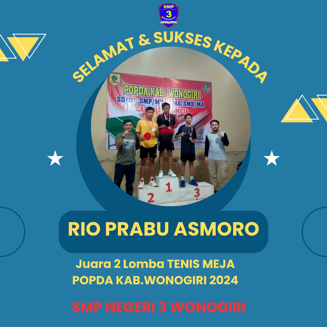 Juara 2 Tenis Meja POPDA Kab Wonogiri 2024