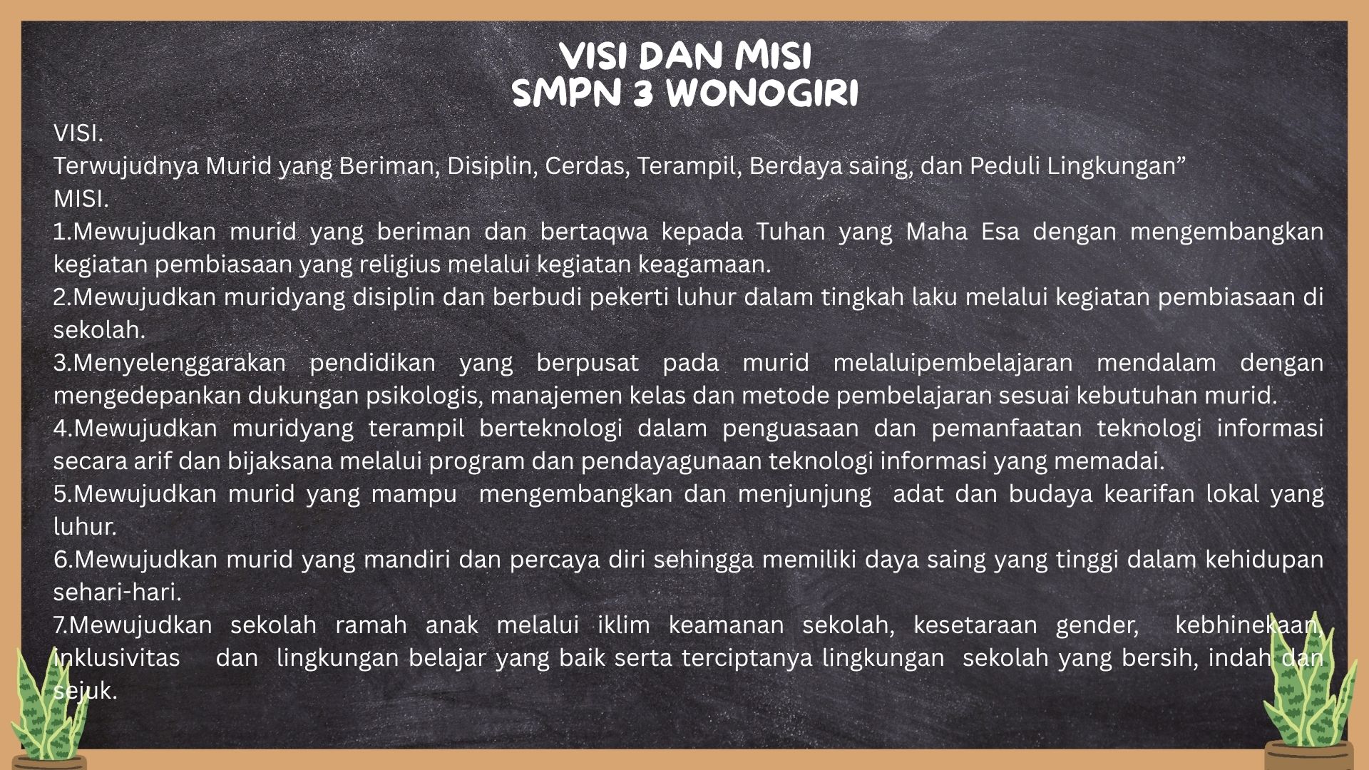 VISI DAN MISI SMPN 3 WONOGIRI